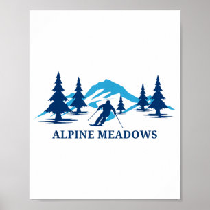 Alpine meadows california ski resort skiing skier poster