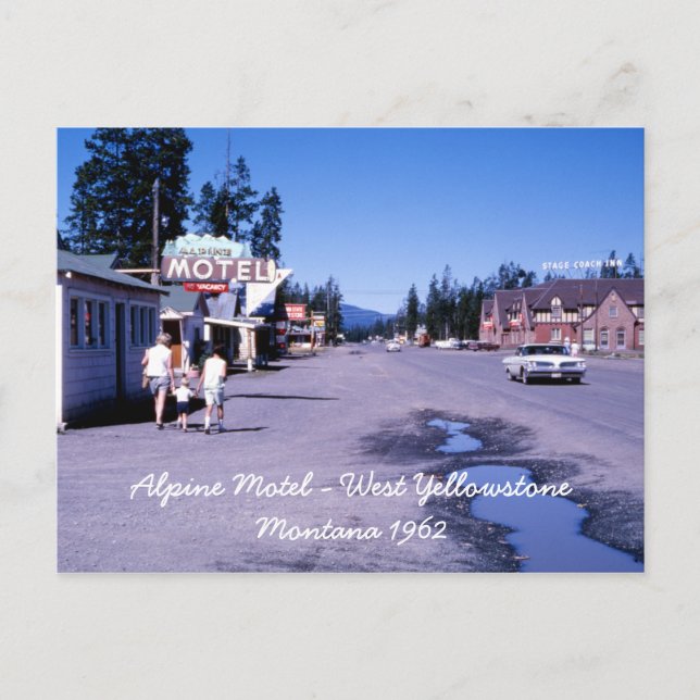 Alpine Motel West Yellowstone Postcard (Front)