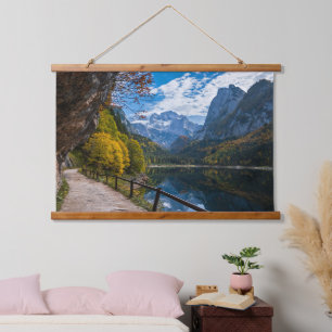 Alpine Mountain Lake Gosauseen Lake Austria Hanging Tapestry