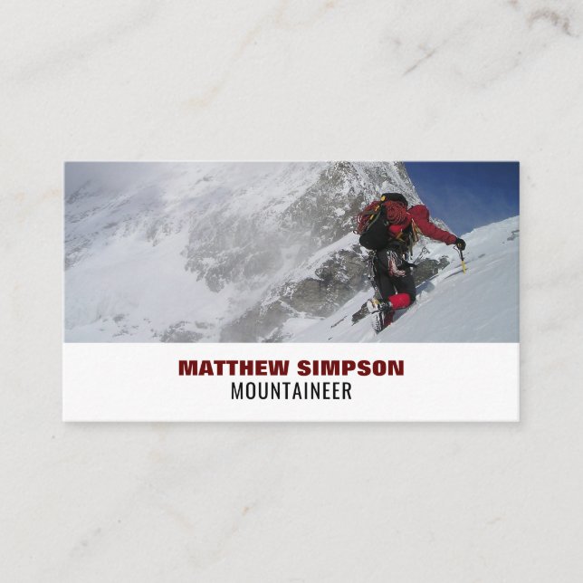 Alpine Mountaineer, Hiking and Climbing Business Card (Front)