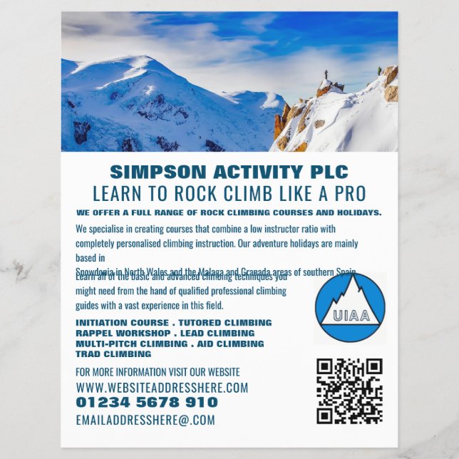 Alpine Mountaineering, Hiking and Climbing Advert  Flyer (Front)