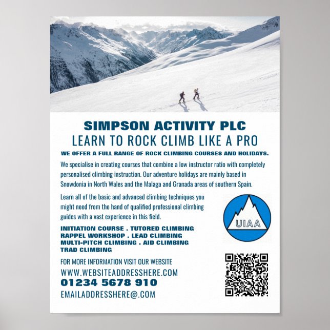 Alpine Mountaineers, Hiking and Climbing Advert Poster (Front)