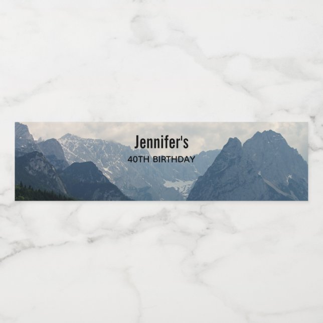 Alpine Mountains Country Nature Photo Water Bottle Label (Single Label)