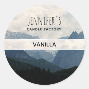 Alpine Mountains Country Photo Candle or Soap Classic Round Sticker