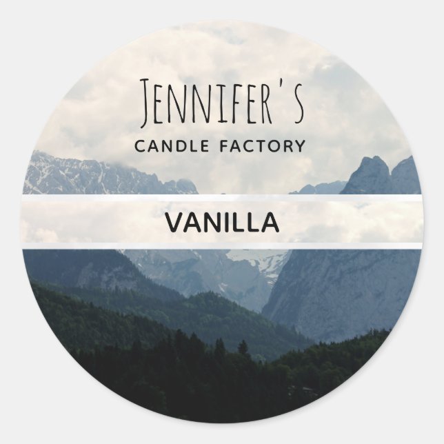Alpine Mountains  Country Photo Candle or Soap Classic Round Sticker (Front)