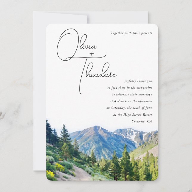 Alpine Mountains Wedding Invitation (Front)