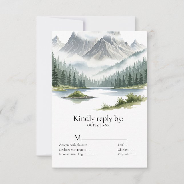 Alpine Nature Invitation with Meal Choices Wedding (Front)