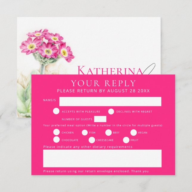 Alpine primrose art wedding reply  RSVP card (Front/Back)