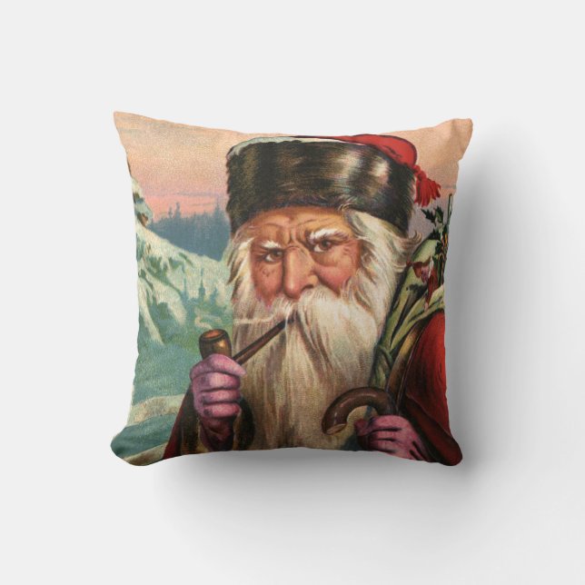 Alpine Santa Throw Pillow (Front)