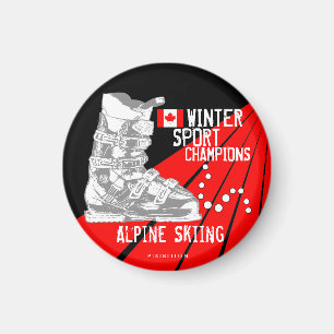 Alpine Ski Champions Ski Boot CA Round Magnet