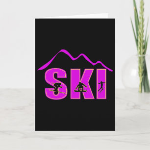 Alpine Ski, Downhill Skier Mountain Line Card