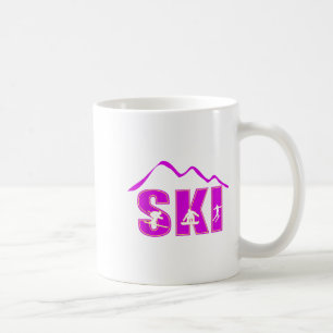 Alpine Ski, Downhill Skier Mountain Line Coffee Mug