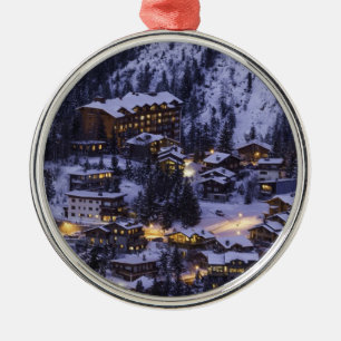 Alpine Ski Resort Winter Metal Tree Decoration