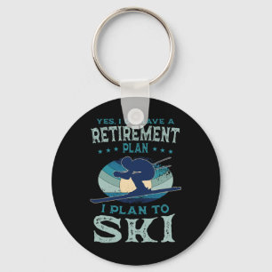 Alpine Ski Slope Downhill Retired Skier Retirement Key Ring