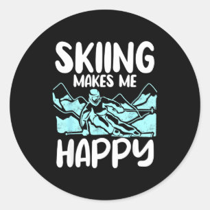 Alpine ski slope downhill skiing skier sports make classic round sticker