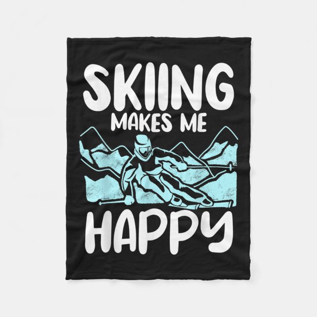 Alpine Ski Slope Downhill Skiing Skier Sports Make Fleece Blanket (Front)
