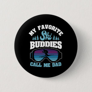 Alpine Ski Slope Skiing Dad Skier Snowboarder Fath 6 Cm Round Badge