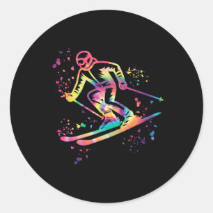 Alpine Skier Winter Sports Nordic Skiing _16 Classic Round Sticker