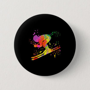 Alpine skier winter sports nordic skiing Alpine sk 6 Cm Round Badge