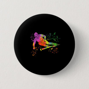 Alpine skier winter sports nordic skiing Alpine sk 6 Cm Round Badge