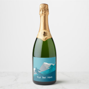 Alpine Skiers All-Mountain Skiing Personalised Sparkling Wine Label