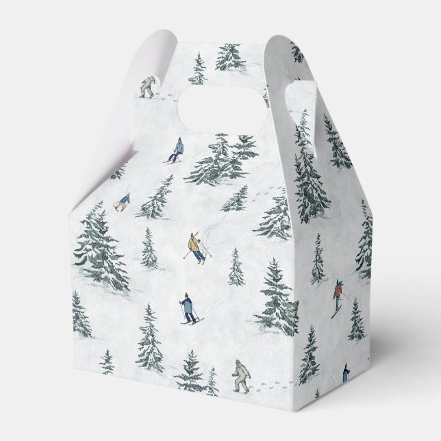 Alpine Skiers and Hidden Yetis - Downhill Skiing  Favour Box (Front Side)