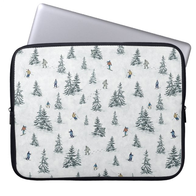 Alpine Skiers and Hidden Yetis - Downhill Skiing  Laptop Sleeve (Front)