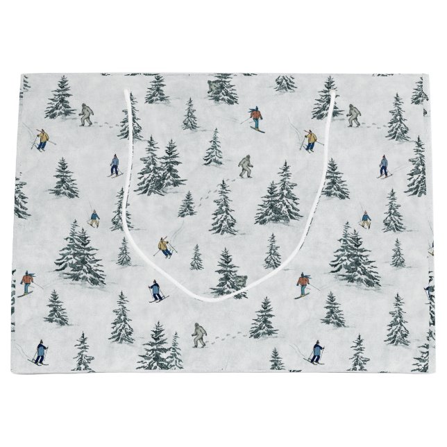 Alpine Skiers and Hidden Yetis - Downhill Skiing  Large Gift Bag (Front)