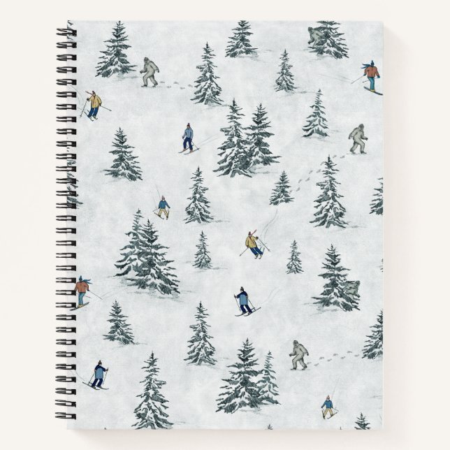 Alpine Skiers and Hidden Yetis - Downhill Skiing  Notebook (Front)