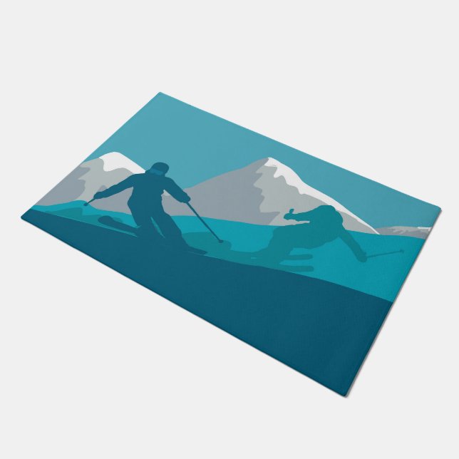 Alpine Skiers Downhill Skiing  Doormat (Angled)