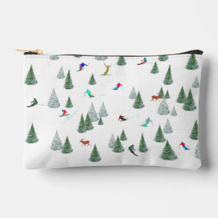 Alpine Skiers Downhill Skiing Illustration  Accessory Pouch