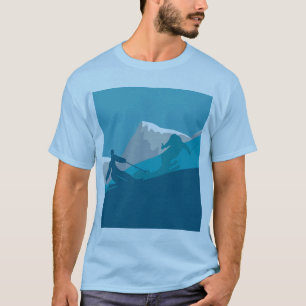 Alpine Skiers Downhill Skiing Light Blue T-Shirt