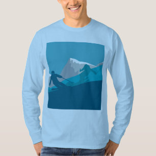 Alpine Skiers Downhill Skiing Light Blue T-Shirt