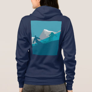 Alpine Skiers Downhill Skiing Navy Blue Hoodie