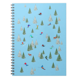 Alpine Skiers Downhill Skiing Pale Blue Notebook