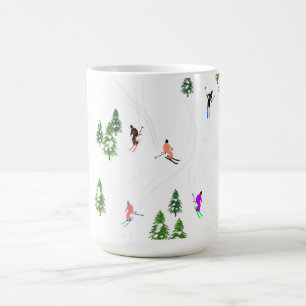 Alpine Skiers Skiing Illustration Skier Coffee Mug