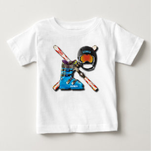 Alpine Skiing Boots Helmet Googles With Your Name Baby T-Shirt