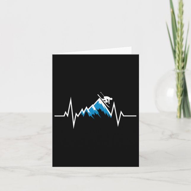 Alpine Skiing Heartbeat Skiing Enthusiast  Card (Front)