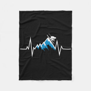 Alpine Skiing Heartbeat Skiing Enthusiast Fleece Blanket