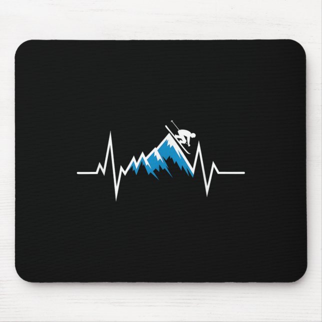 Alpine Skiing Heartbeat Skiing Enthusiast  Mouse Mat (Front)