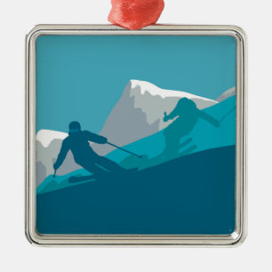 Alpine Skiing Metal Tree Decoration