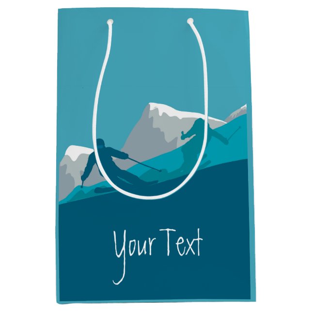 Alpine Skiing  Personalised Medium Gift Bag (Front)