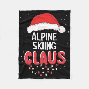 Alpine Skiing Santa Claus Christmas Matching Costu Fleece Blanket