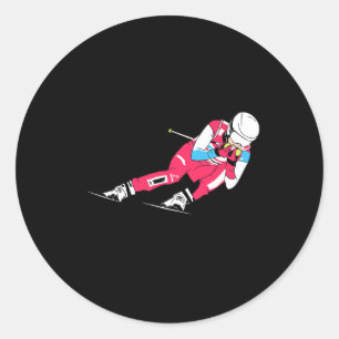 Alpine Skiing Ski Racing Skier Ski Downhill Classic Round Sticker