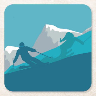 Alpine Skiing    Square Paper Coaster