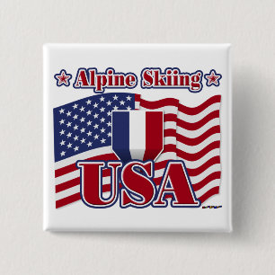 Alpine Skiing USA 15 Cm Square Badge