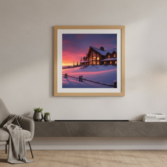 Alpine Sunset Lodge Cozy Winter Poster (Creator Uploaded)