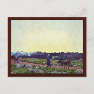 Alpine Triptych: Being By Segantini Giovanni Postcard