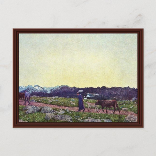 Alpine Triptych: Being By Segantini Giovanni Postcard (Front)