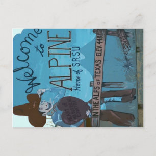 Alpine, TX Welcome Sign Postcard